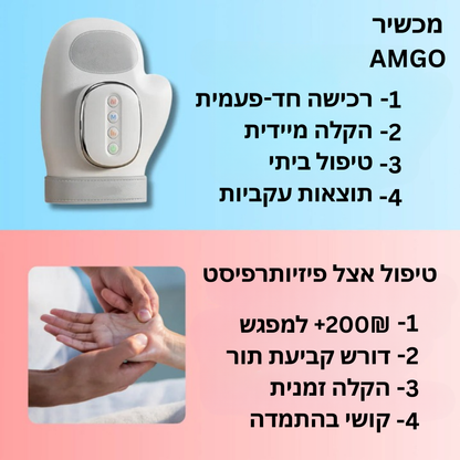 מכשיר עיסוי לכף היד עם חימום ולחץ אוויר - ™Hand M