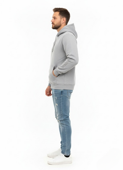 קפוצ'ון אפור-עם כיתוב על השרוול